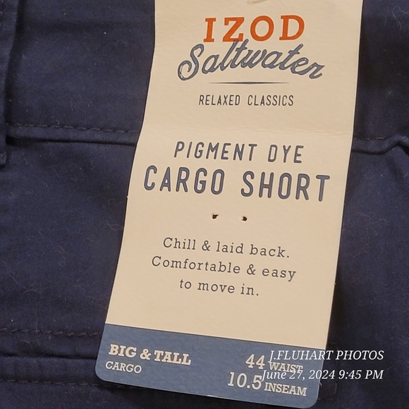 IZOD SALTWATER WASH CARGO SHORTS NAVY BLUE BNWT - Picture 10 of 16